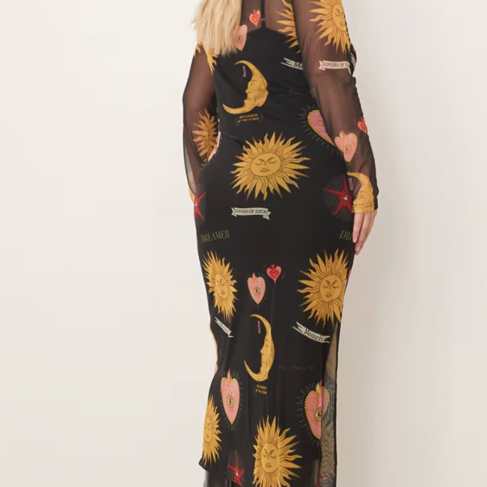 Never Fully Dressed Plus mystical print mesh maxi dress - Picture 3 of 3